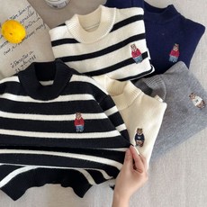 嘟嘟家兒童毛衣加絨加厚一體絨圓領新款針織衫秋冬保暖套頭衫