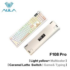 AULA F108Pro/F108 블루투스 트라이모드 키보드 다기능 디스플레이 개스킷 RGB, F108 Pro Yellow Mix