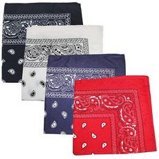 Mechaly 4개 팩 XL 페이즐리 면 프린트 반다나 - 68.6 x 68.6cm 블랙 및 레드 265372 5545831738, 믹스