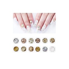 Kingsie 난키리 호로 12색 세트 골드 오로라 글리터 홀로그램 젤 네일 네일 파츠 데코 소재 레진 네일 아트