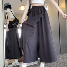 투니스 여성 루즈핏 단색 밴딩 롱 치마바지
