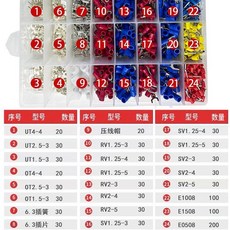 接線端子預絕緣冷壓端子銅管型O型叉形插簧壓線帽線耳套盒, 1個, 超大盒裝  超多種類  超好質量 , 12+12種 1000只贈127根套管, N/A, 12+12種 1000只贈127根套管