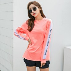 SOMMYBO 女款衝浪寬鬆蜜桃粉色長袖上衣