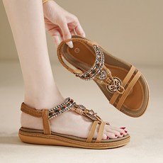 LUNATURE 여성 여름 밴딩 샌들 가볍고 편한 쿠션 2.5cm