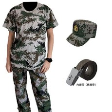 軍訓服 迷彩套裝 男女學生薄款防曬勞保工裝防護服, 1個, 精選6-長褲+T恤+帽+內腰帶,170碼-47.5-52.5公斤