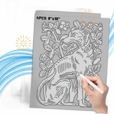 WSICSE 고무판화 인쇄용 리놀륨 블록 4개 8x10인치 조각용 SD