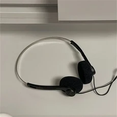 휴대용 오버 이어 언더와이어 헤드폰 빈티지 유선 레트로 느낌 3.5mm 80 년대 90 음악 Mp3, 02 Black