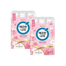 깨끗한나라 벚꽃 3겹 롤화장지 천연펄프 휴지 28m 60롤 리뉴얼
