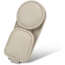 카 바이저용 키웬 선글라스 홀더 썬 바이저 액세서리용 마그네틱 가죽 안경걸이 클립1 블랙, Beige, 2 Pack