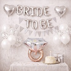 올리브파티 브라이덜샤워 하트풍선 가랜드 풍선 파티용품 세트, 1세트, 실버_브라이드투비