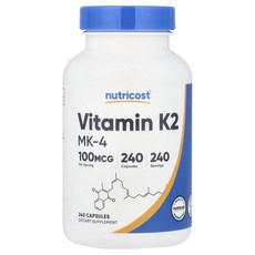 뉴트리코스트 비타민K-2 MK-4 100mcg 240 캡슐, 6개, 240정