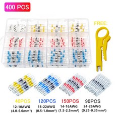 50-800Pcs 열 수축 버트 압착 단자 방수 솔더 씰 전기 커넥터 와이어 케이블 스플 라이스 키트 자동차 해양, 1)400pcs-A