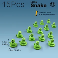 악기가챠 15Pcs 여우 토끼 코끼리 다람쥐 양 돼지 고양이 말 개구리 거북이 뱀 입상 미니어처 요정 정원 장식 액세서리, 02 15pcs Snakes