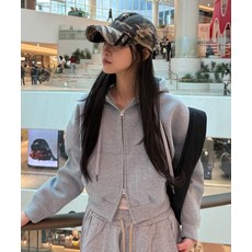 DENAGE 레더 패치 투웨이 네오프렌 짚 크롭 후드 메란지 278997