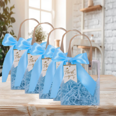 체리닷컴 예쁜 선물 쇼핑백 스타핑 감사카드세트 소 중 대, 5개, 하늘색