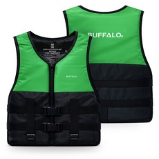 BUFFALO 파르벤 구명조끼 어린이 성인용 1P 부력보조복 튜브 물놀이용품 보트 래쉬가드 수영복 워터파크, 그린
