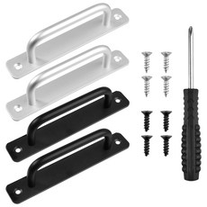 SPEEDWOX 4pcs 슬라이딩 도어 핸들 127mm 홀 센터 알루미늄 합금 도어 풀 핸들 옷장 캐비닛 서랍 주방 가구용, 4개, 블랙+실버