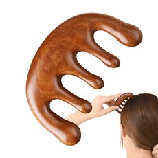 깔끔더하기 두피괄사 나무 괄사빗 마사지, 1개, 브러쉬형