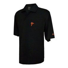 Frogger Golf – 남성용 폴로 셔츠 - 반팔 칼라 넥 투 버튼 클로저 블랙/오렌지.
