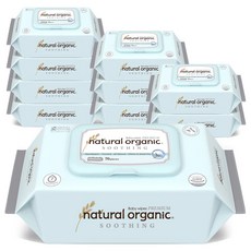 네츄럴오가닉 수딩 프리미엄 엠보싱 아기물티슈 캡형, 70g, 70매, 10개