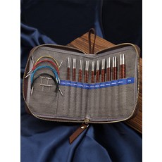 뜨개질 바늘 세트 원형 손뜨개 도구 스카프 모자 스웨터 제작용 나무결 디자인, 1개, A