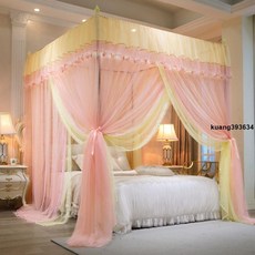 家用挂式蚊帳 新款蚊帳 1.8米雙人床 加高加密蒙古包 1.5米床三開門蚊帳, 純色紫色【單蚊帳+送掛鉤】無支架,1.2米床【120x200cm】