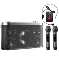 SOOLK 多功能行動音箱 重低音無線喇叭 附雙手持麥克風與耳麥 伴唱升降KEY 黑色 PWK99RT