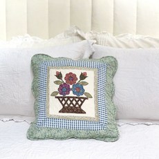 鄉村風格 絎縫 抱枕套 45x45 客廳沙發靠墊套, 花園花籃,45 * 45cm 枕套