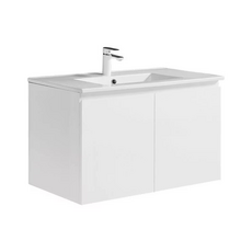 簡約壁掛式浴室櫃 開放層架收納 防水易潔 節省空間設計, 白色陶瓷盆+浴櫃(無側櫃), 1個