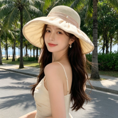 夏季戶外大簷遮陽帽 女款百搭防曬太陽帽, MZ3674卡其, 均碼