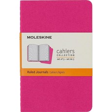 Moleskine Cahier 저널 소프트 커버 포켓 (8.9cm x 14cm(3.5 5.5인치)) 괘선/줄쳐짐 키네틱 핑크 64 페이지 (3개 세트) 264015, Moleskine Cahier 저널, 소프트 커버, 포