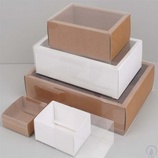해툴 투명슬라이드형 종이기프트박스 슬라이드포장상자, 브라운 - 8.5x8.5