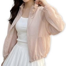 메리앤유 시스루 셔링 넥 얇은 여름 바람막이 스트링 집업 점퍼 아우터 자켓