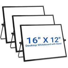 드라이 지우개 화이트보드 3개 40.6 x 30.5cm(16 12인치) 데스크탑 캘린더 양면 자석 화이트 보드 스탠드 포함 휴대용 계획 패널 홈 오피스 학교 할 일 목록(블랙, 드라이 지우개 화이트보드 3개, 40.6 x 30.5c