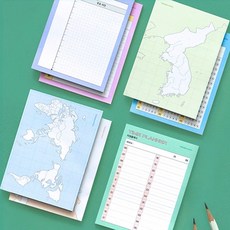 텐스쿨 점착 메모지 역사 한국 세계 지도 체크리스트, 07 세계지도
