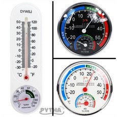 아날로그식 반영구 온습도 측정기 학교용품, 거치용 원형 블랙