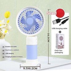 탁상용 선풍기 무소음 무선 미니 usb 충전형 사무실 충전식 선풍기 전기 소형 데스크탑 휴대폰 거치대 간단한 US 가정용 기숙사 학생용 미니, Blue