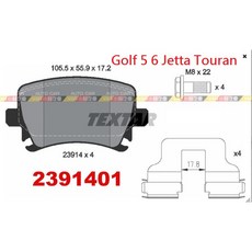 VAG小賴汽車 德國 Textar Golf 5 6 Jetta Touran 後 煞車皮 來令片 2391401 全新, 1個