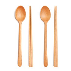 이신공방 국산 천연오일 내추럴 나무수저 려 (케이스포함), 내추럴색상, 2세트, 려 (수저 세트)