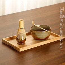 대나무 차도구 다도용 가루차 스쿱 차시 도구 커피 소품, 찻주걱 5종 세트 가마변색유약, 1개, 1L