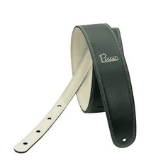 Picco 皮革手工背帶 吉他/貝斯通用 4吋寬版 純黑, 森林綠奶油, 1個