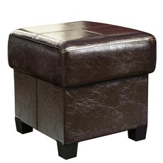 GLAXYFUR Storage Ottoman 큐브 접이식 풋스툴 PU 가죽 보관 벤치 다리 포함 거실 침실용 보관 상자 39.9 x 40.9 x 39.9cm(15.7 x, 39.9cm(15.7인치) 브라운