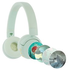 BuddyPhones 兒童安全耳機 藍芽旅遊系列 遠距教學 耳罩式, POP Fun-綠色, 綠色, POP Fun-綠色