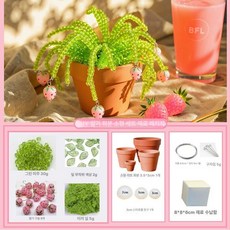 비즈 식물 DIY 패키지 취미 악세사리 은방울꽃, 딸기 소형 화분 3.5x3cm 키트