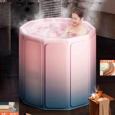 ENJOY LIFE 折疊泡澡桶, 10層加厚免安裝,【保溫套餐】收納袋+澡桶蓋, 極光紫, 1個