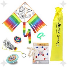 전통 놀이 체험 학습 교구 어린이 야외 활동 무지개 색상 연날리기 민속 문화, 1개