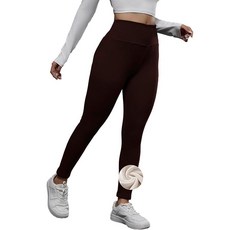 ZFLM 캐주얼 보온 플리스 레깅스 겨울 하이 웨이스트 운동용 스트리트웨어 라운지웨어 커피. S