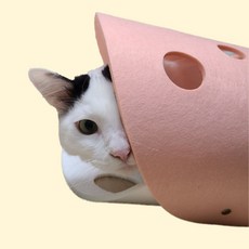 슬로우캣 고양이 캣터널 핑크+아이보리 1set, 1개