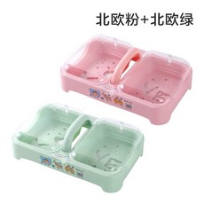 돌리면서 씻는 과일 과일 세척 세척기 야채 돌리는 브러시 스피너, E. 노르딕 핑크 + 그린 개 세트