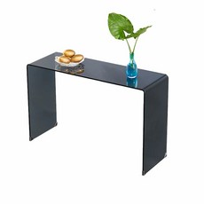 북유럽 거실 현관 협탁 유리 투명 복도 테이블 장식대 좁고 긴 콘솔, AQ. 하이블랙 120x28x80